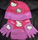 Hello Kitty Kids Winter Fleece Wooly Hat, Scarf and Glove 3pcs Winter Set only £7.99