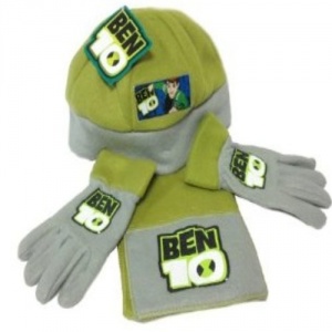Ben 10 Kids Winter Fleece Wooly Hat, Scarf and Glove 3pcs Winter Set (One Size)