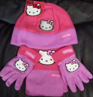Hello Kitty Kids Winter Fleece Wooly Hat, Scarf and Glove 3pcs Winter Set