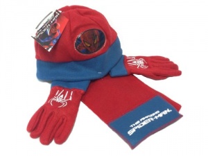 The Amazing Spider Man: Winter Fleece Wooly Hat, Scarf and Glove Set - Size 50 - Red and Blue