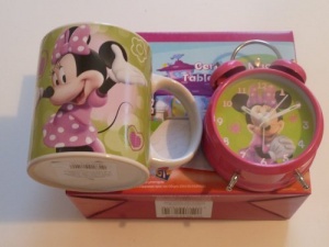 Disney minnie mouse ceramic mug and alarm clock gift set
