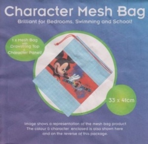 Disney Mickey Mouse Mesh Drawstring Bag PE Gym Swimming Toys 33cm x 41cm