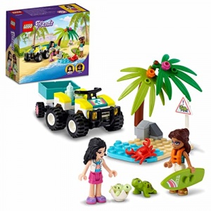 LEGO 41697 Friends Turtle Protection Vehicle, Sea Animal Rescue Toy for Kids 6 plus Years Old, Beach ATV Car with Trailer Building Set, Summer Series